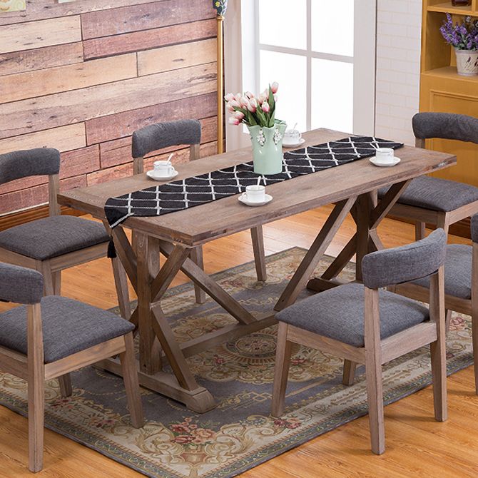 Country Style Solid Wood Dining Room Chair Armless Open Back Dining Side Chair for Home Use