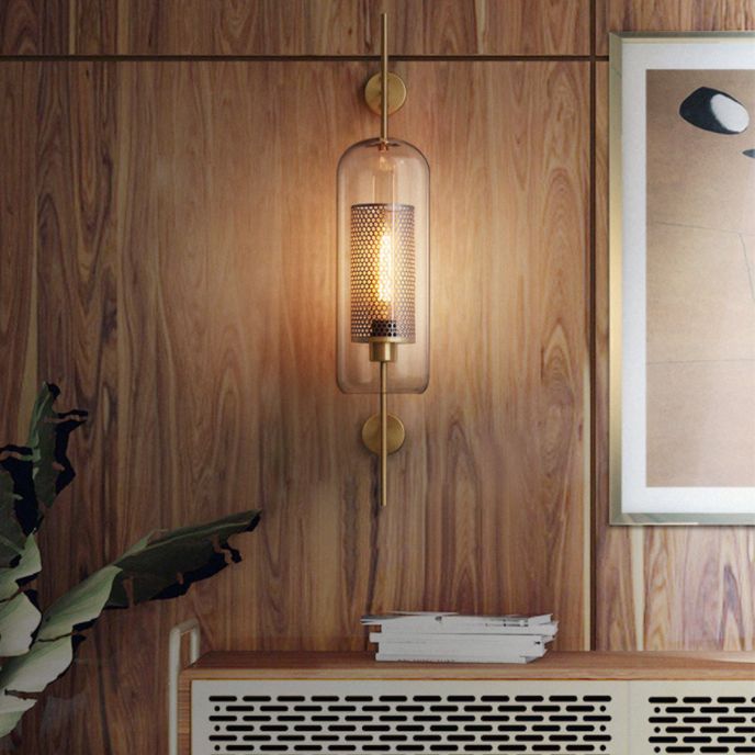 1 Licht industrielle klare Glaswandleuchte Goldwandlampe für Schlafzimmer