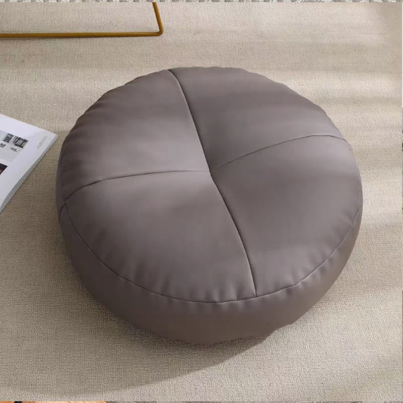 Modern Pouf Ottoman PU Leather Upholstered Tufted Solid Color Round Ottoman