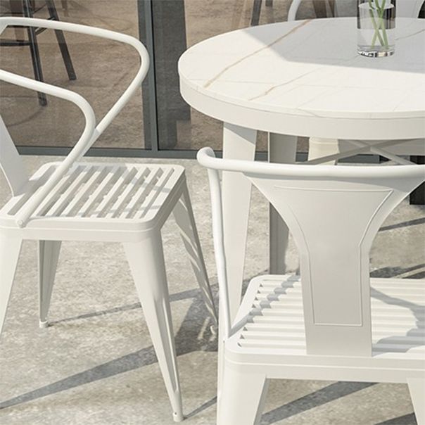 Modern Style 1/5/7 Pieces Metal Dining Set Stone Table Set for Outdoor