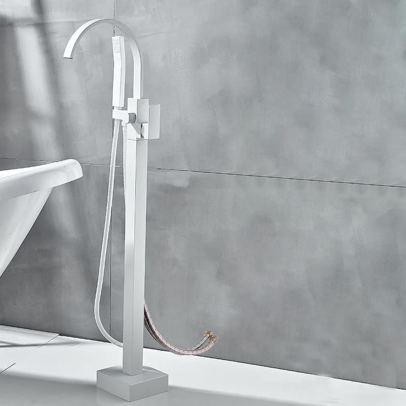 Modern Bathroom Faucet Pure Color High Arc Freestanding Tub Faucet