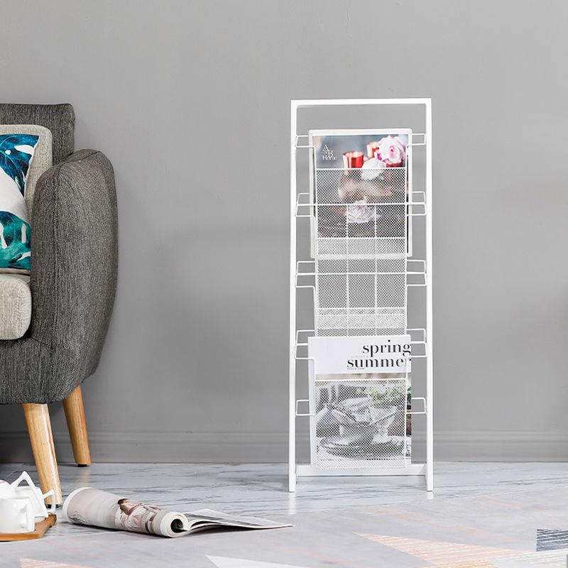 Contemporary Closed Back Bookcase Vertical Metal Bookshelf with Shelves