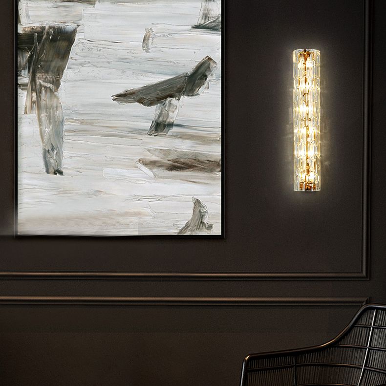 Half Cylinder Shade Glass Wall Sconce Modern 1 Light Wall Mount Light Fixture in Brass