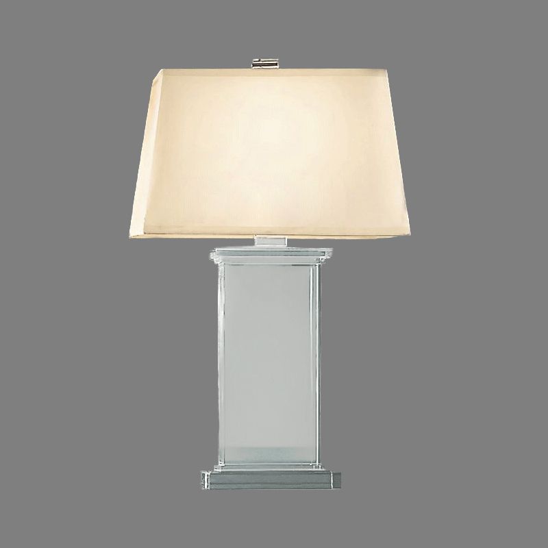 Compito rettangolare luce contemporanea cristallo chiaro 18 "/22" largo 1 lampada da scrivania bianca