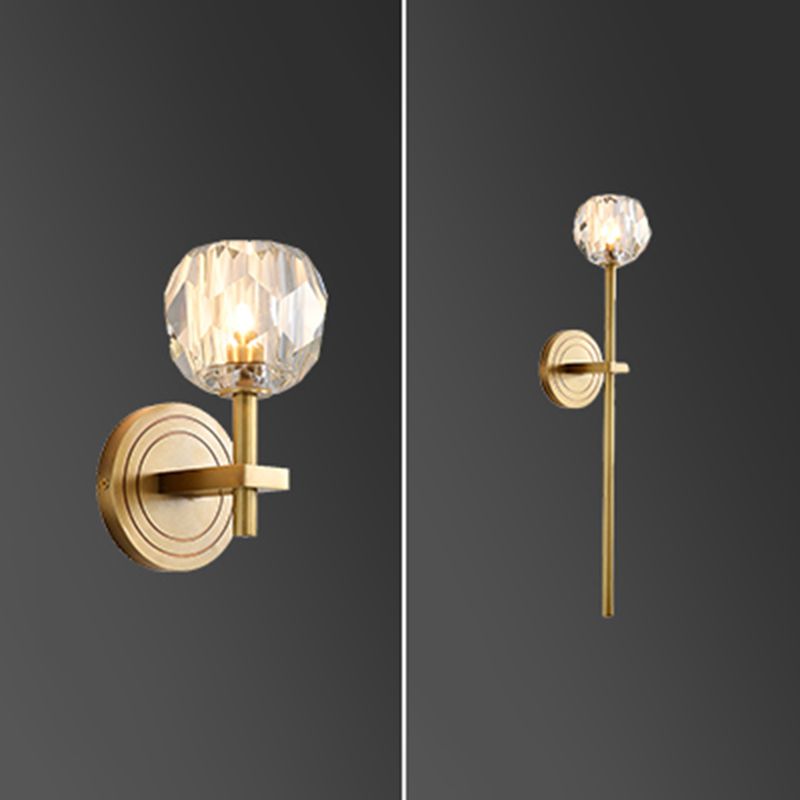 Bola de luz montada en la pared de 1 luz estilo moderno K9 Crystal Spline Lighture Light