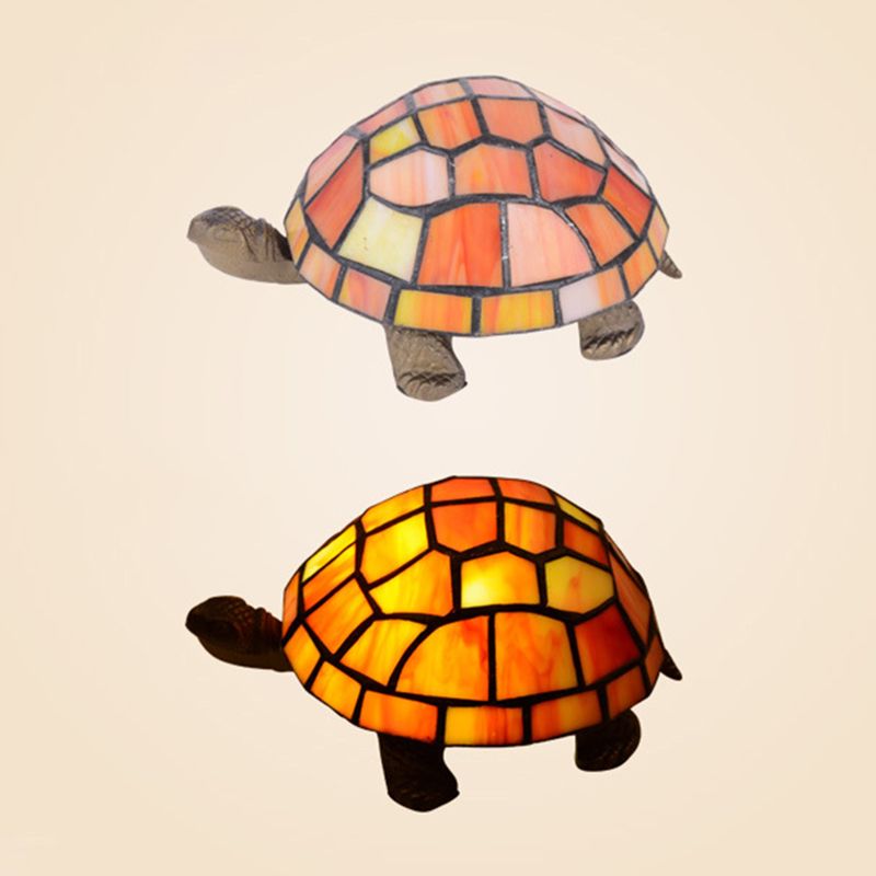 Turtle Shaped Nightstand Lamp Tiffany Style Stained Glass 1-Light Bedside Table Light
