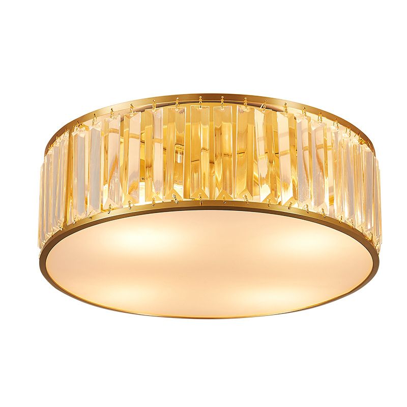 Modern Flush Light Gold Ceiling Lighting with Brass and Crystal for Bedroom