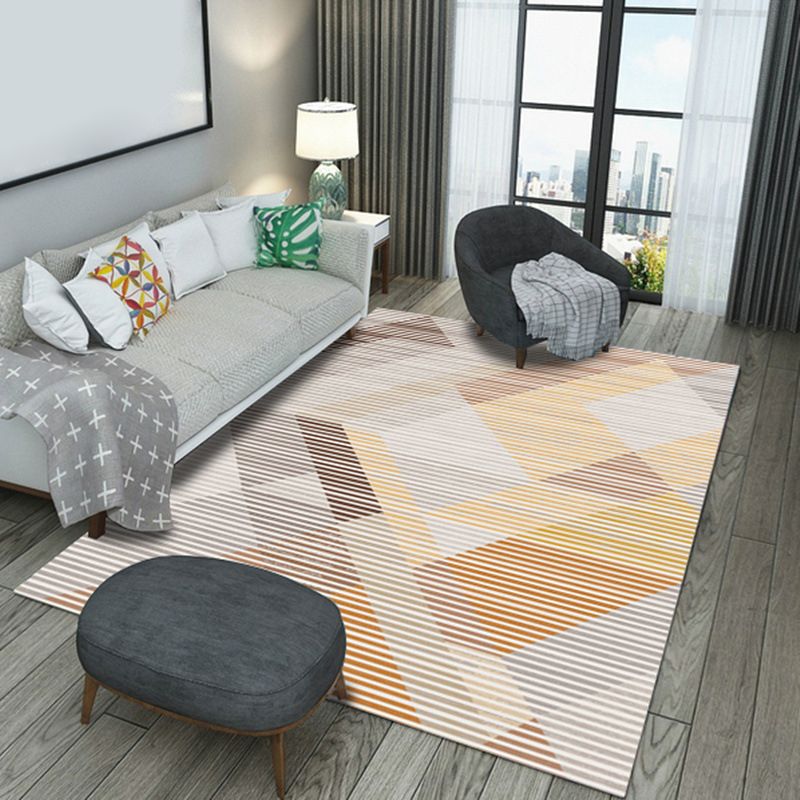 Simplicity Geometry Design Indoor Rug Soft Contemporary Polyester Carpet Rectangle Stain Resistant Carpet for Home Decor