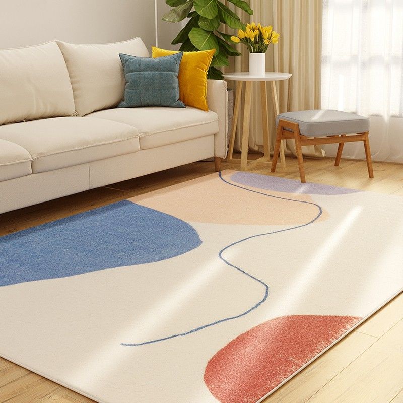 Multicolor Nordic Indoor Rug Polyester Color Block Rug Non-Slip Backing Indoor Rug for Living Room