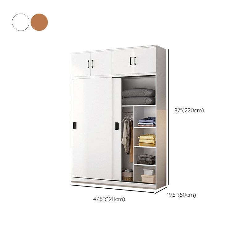 Contemporary Wardrobe Closet with Garment Rod Wooden Wardrobe Cabinet