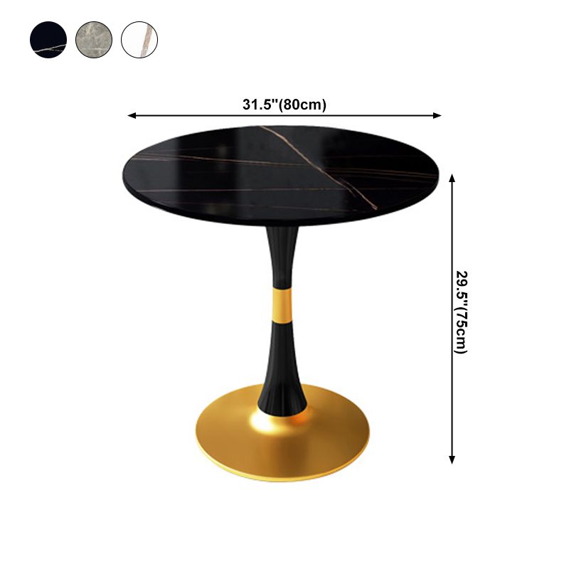 Round Traditional Luxury Dining Table Sintered Stone Table with Tulip Base