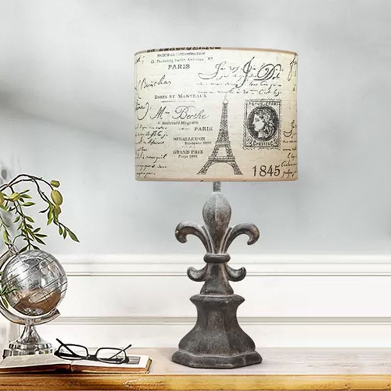 Tambre de la sala de estar iluminación de la tela del país 1 Luz de escritorio de guión de beige Luz de escritorio con resina Cilindro/Baluster