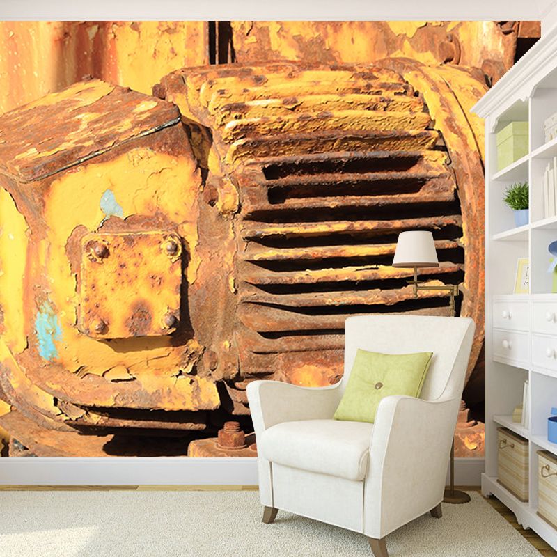 Industrial Metal Wallpaper Mural Mildew Resistant Decorative Sitting Room Mural