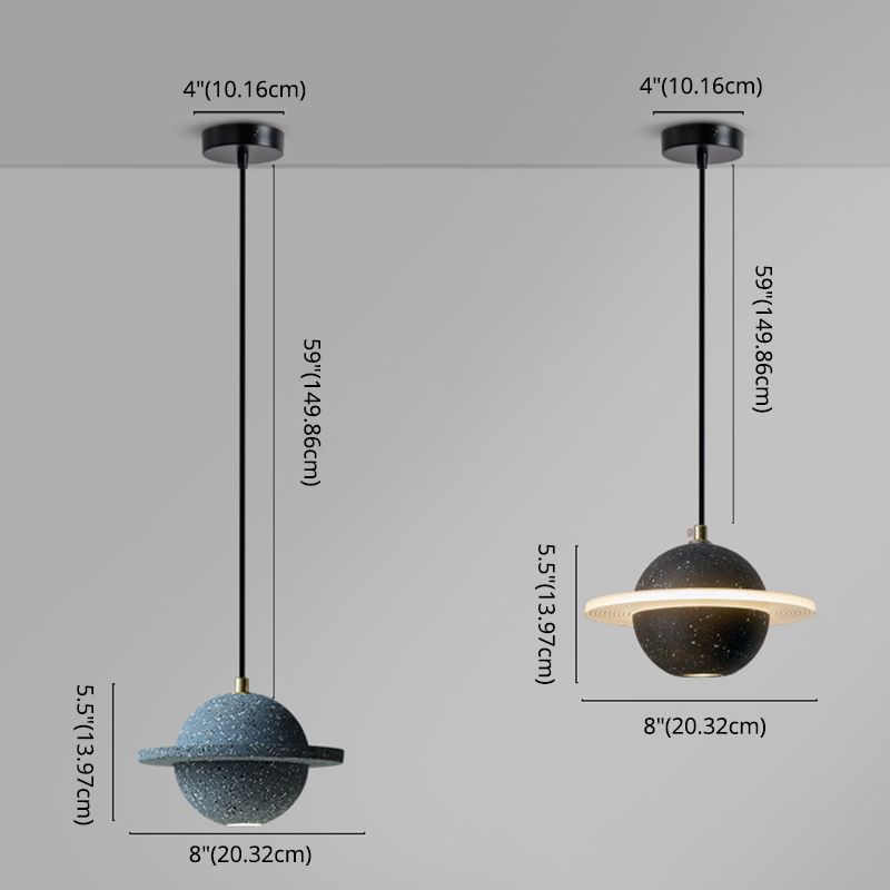 Globe Hanging Pendant Lights Modern Minimalist Style Pendant Ceiling Light with Cement Shade