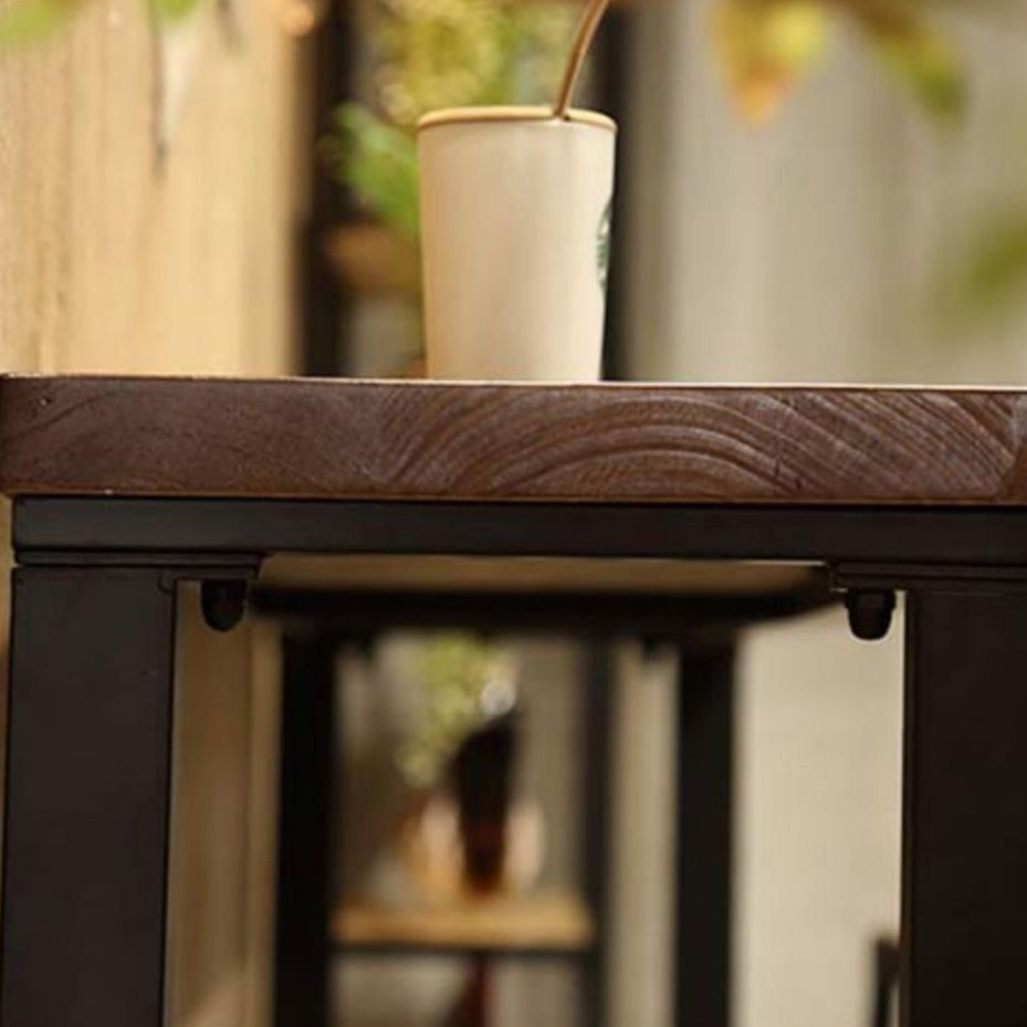 Wood Top Bar Table Modern Metal Base Dining Table for Coffee Room