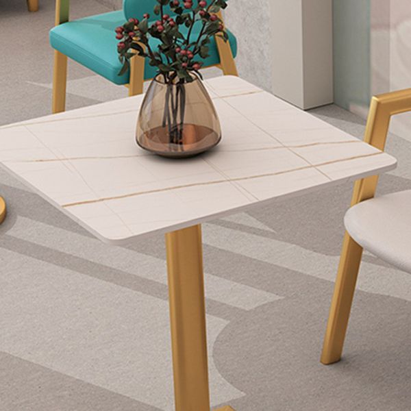 Traditional Luxury Dining Room Table Sintered Stone Table with Gold Metal Base