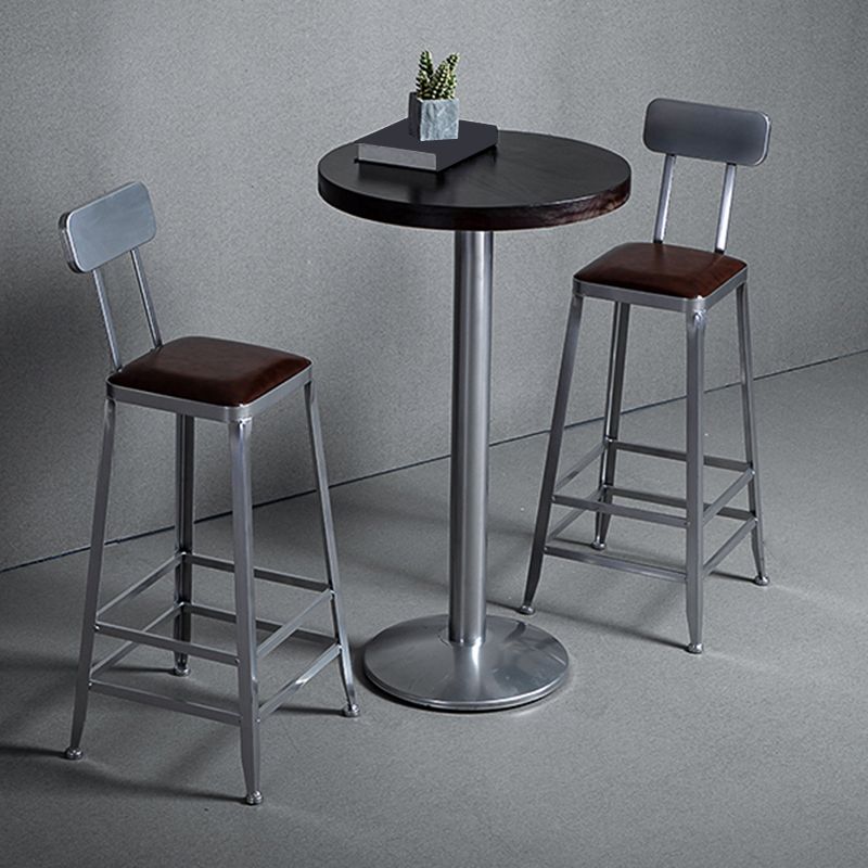 Metal Dining Stools Contemporary Armless Faux Leathe Bar Stools