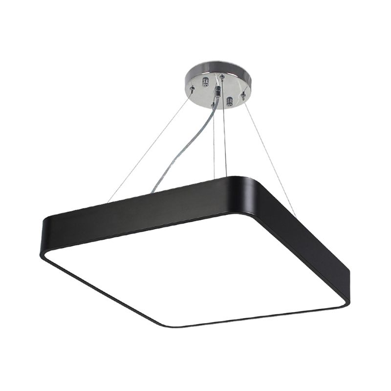 Iluminación colgante cuadrada de metal de 14 "/18" /23.5 "de ancho de ancho LED LED moderno LED LED NEGRO/Lámpara de techo plateado con difusor empotrado