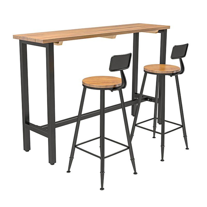 Modern Rectangle Pub Table Set Trestle 1/3 Pieces Solid Wood Counter Height Set