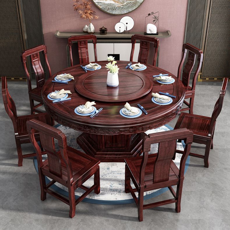 Solid Wood Dining Table Pedestal Round Dinner Table for Dining Room