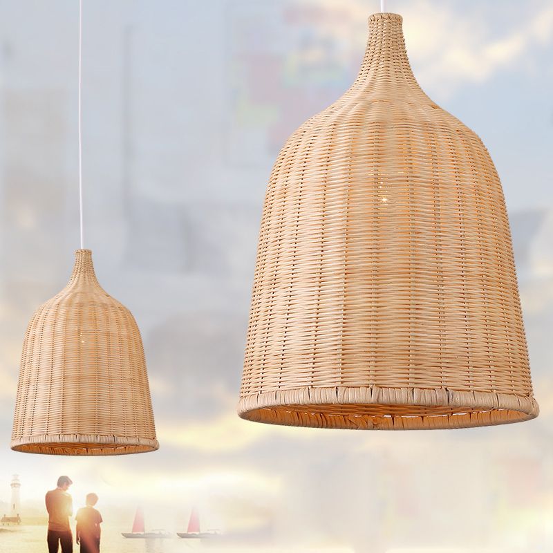 Rattan Hanging Light Modern Style Pendent Lighting Fixture for Sitting Room