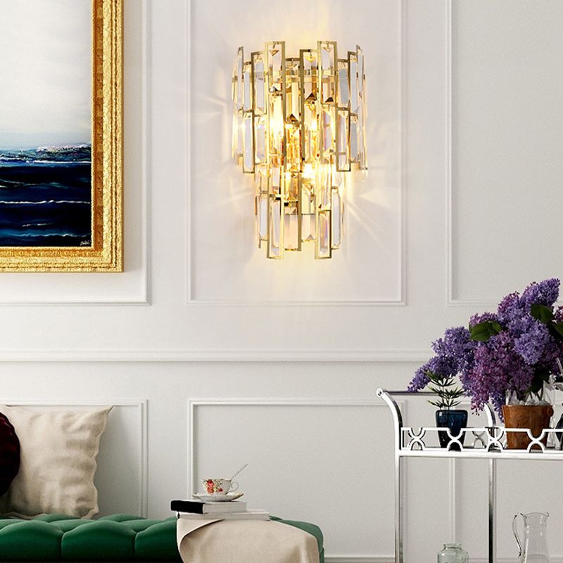 Crystal Geometric Shape Wall Sconce Modern Style 2 Lights Wall Light Fixture