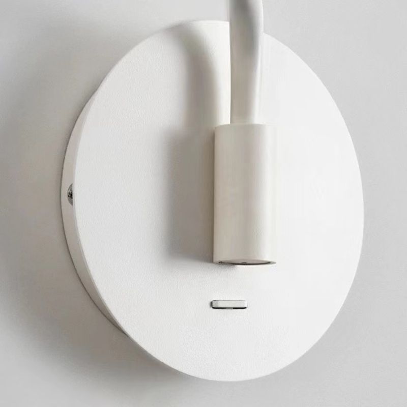 Modern Circle Shape Wall Sconce Reading Wall Light with Metal Shade for Bedroom