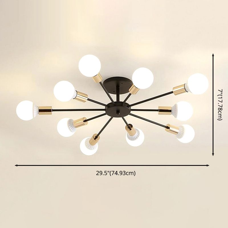New Modern Wrought Iron Flush Light Sputnik Semi Flush Ceiling Light Fixtures
