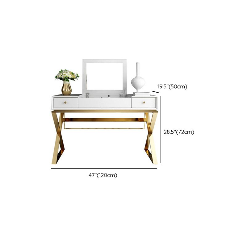 White Mirror and Drawers Included Glam Vanity Dressing Table Set