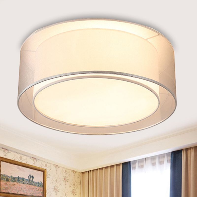 18"/19.5" Wide Drum Fabric Flush Mount Modernist 4 Lights Silver/Coffee Flush Mount Light Fixture for Bedroom