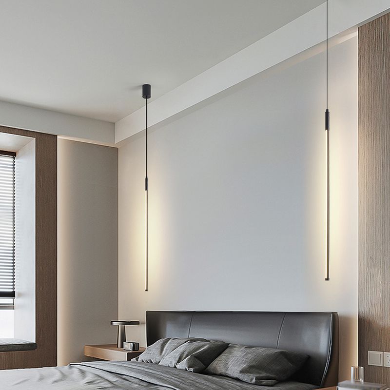 Pendre de style moderne linéaire en métal à 1 lumière pour le restaurant