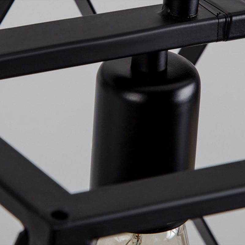 Luminaires d'éclairage d'île métallique à île en cage industrielle en noir