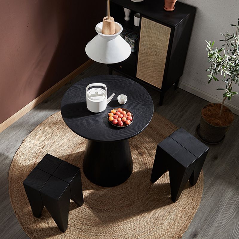Modern Pedestal Wooden Coffee Table Set Round Top Shape Cocktail Table for Living Room