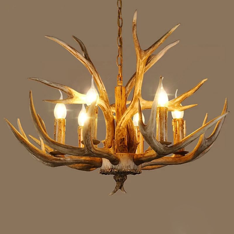 Finition en bois Affoux de lustre d'éclairage de résine rustique lampe suspendue au plafond de salon en résine rustique