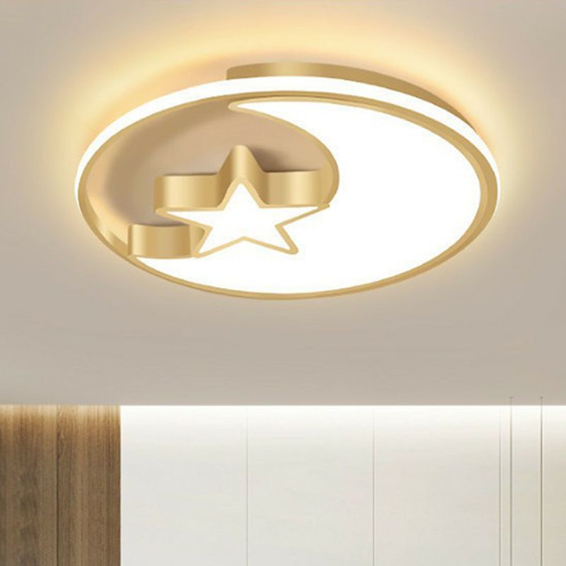 Geometrical Flush Mount Lighting Minimalist Acrylic Bedroom LED Flush Mount Fixture in Gold