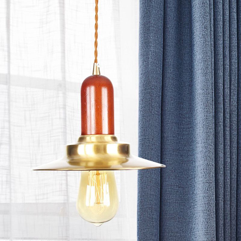 1 bulbo forma piatta a filo a sospensione industriale finitura oro metallica appennata a soffitta