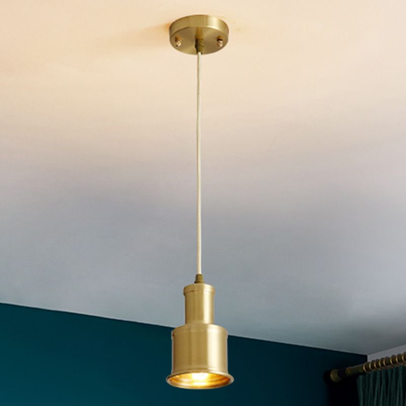 Metal Cylindrical Down Lighting Pendant Nordic Style Pendant Light Fixture in Gold