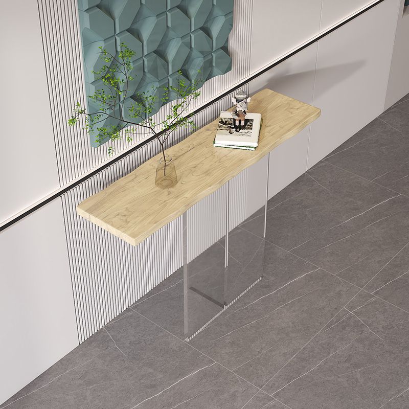 Solid Wood Console Table 31.5" Tall Rectangle End Table with Acrylic Leg