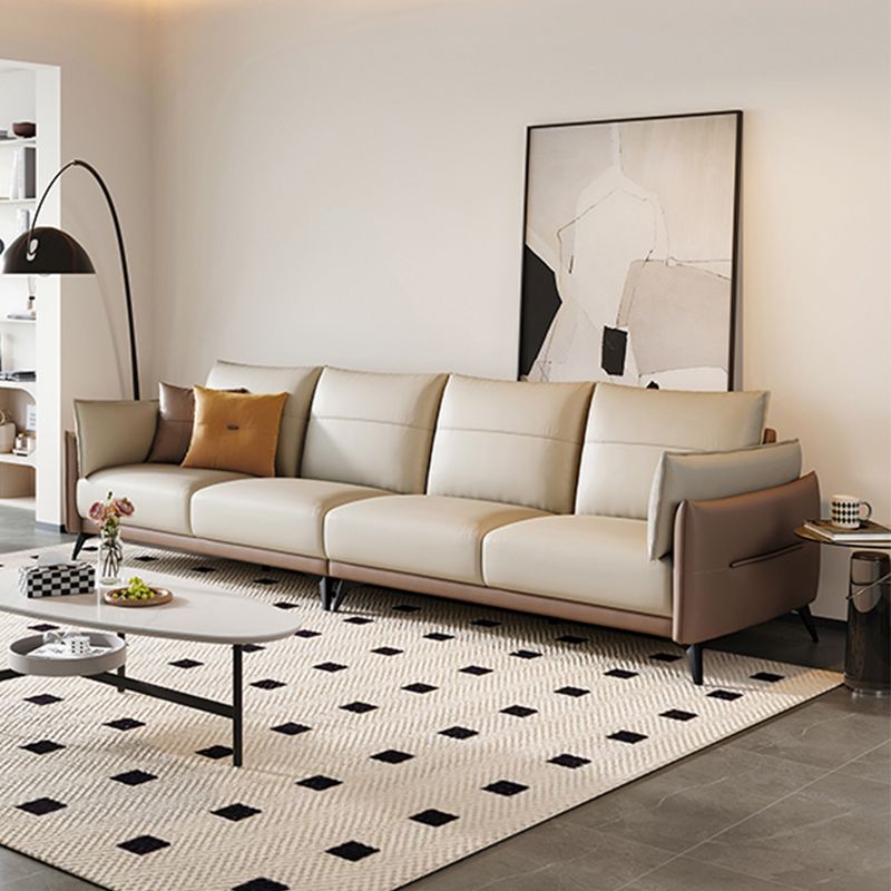 No Distressing Solid Color Scratch Resistant Leather Sofa for Living Room