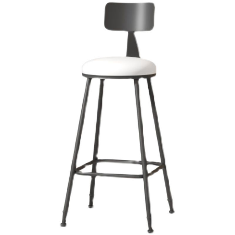 Modern Armless Backrest Counter Stool Iron Cafe Bar Stool with Leather Cushion