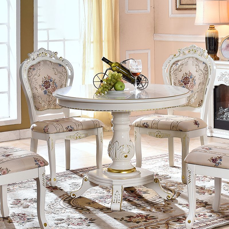 Victorian Upholstered Home Side Chair King Louis Back Matte Finish Dining Chair (Set of 2)