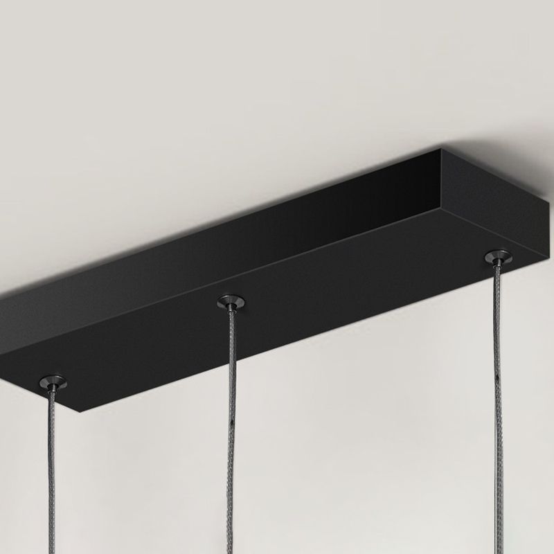 Dark Black Linear Kitchen Island Fixture Metal LED Ceiling Pendant Lighting