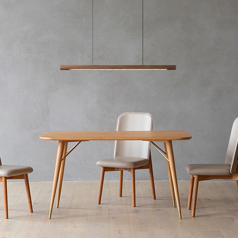 Linear Shape Island Light Modern Style Wood One Light Pendant Light Fixture
