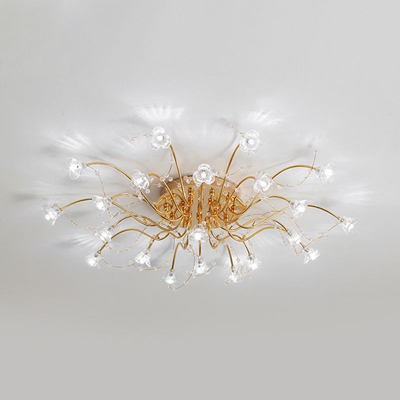 Sputnik Semi Flush Light Contemporary Crystal 17/21 Lampenlampen Deckenmontage in Gold