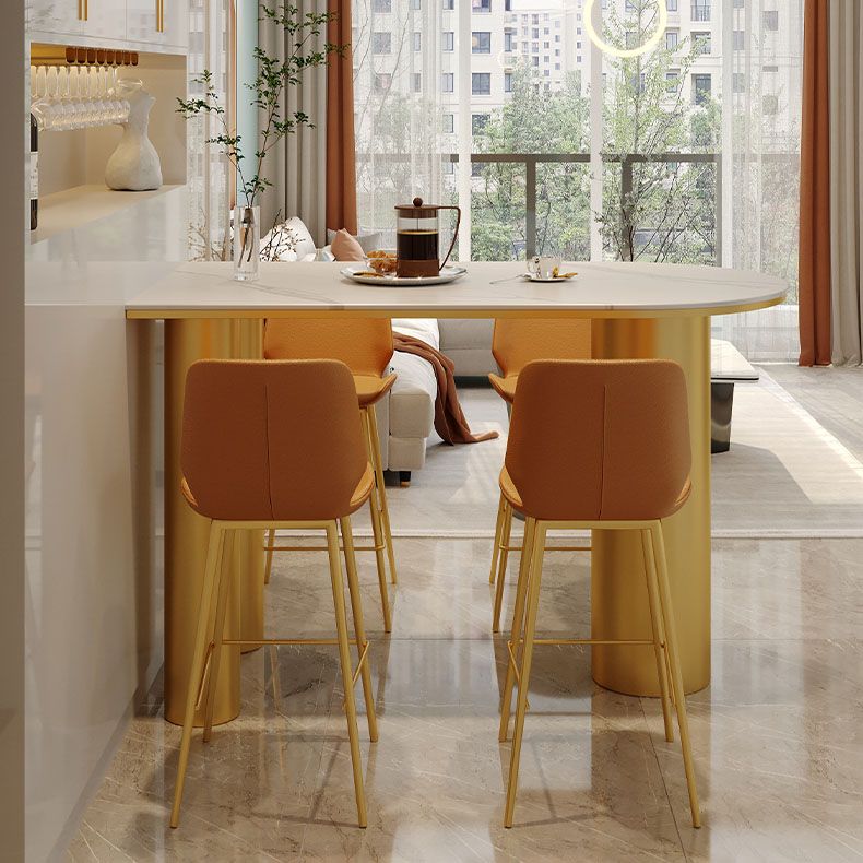 White Stone Top Counter Set Modern 1/2/5 Pieces Indoor Bar Stool and Table Set