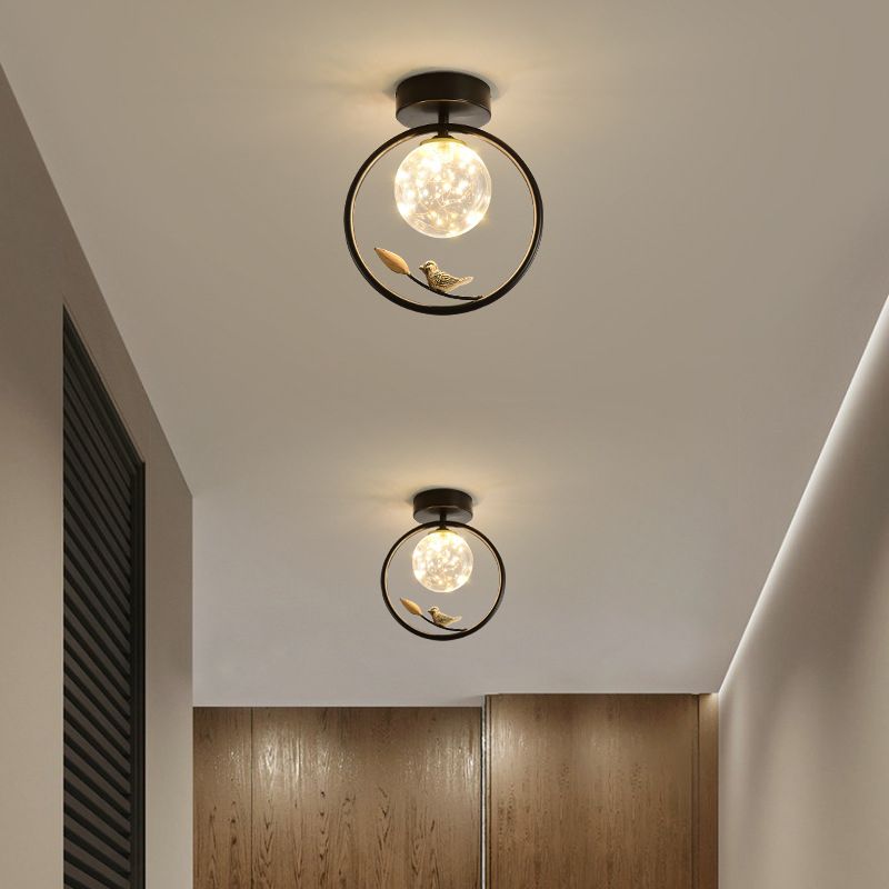 Plafonnier encastré sphérique moderne en verre transparent pour couloir LED