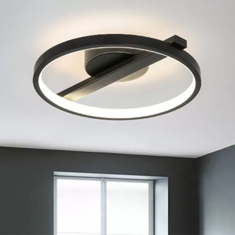 Acryl Ring Inbouw Modernisme Zwart/Wit/Blauw Plafondgemonteerd Licht voor Woonkamer in Warm/Wit, 12,5"/16,5"/20,5" Dia