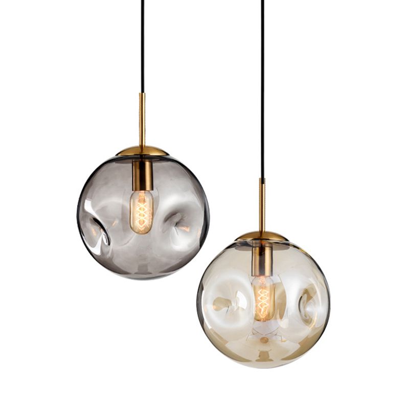 Glass Spherical Ceiling Pendant Light Minimalist Style Pendant Lighting Fixture for Bedroom