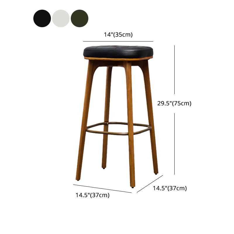 Industrial Style Armless Barstool Leather 30-inch Seat Height Counter Stools