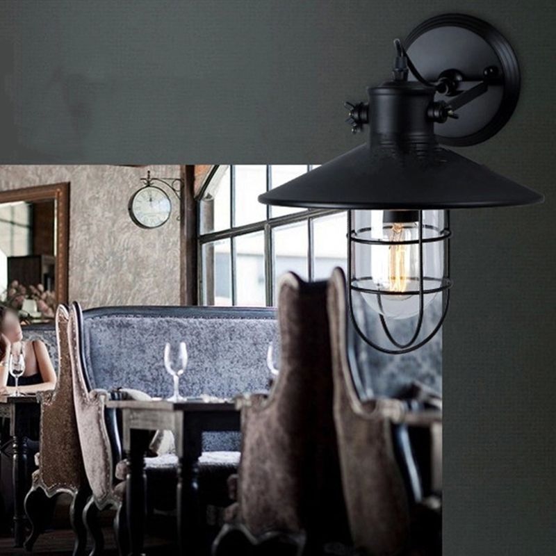 Flared Wall Sconce Lighting Industrial Style Metal 1 Light Wall Mounted Light